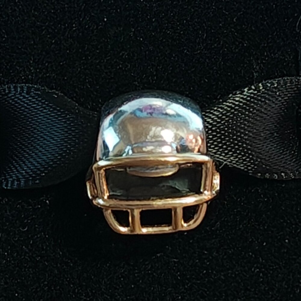 Authentic Pandora Retired Sterling Silver with 14K Gold Football Helmet - 790570